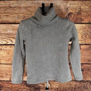 J.Crew Black White Herringbone Cowl Neck Sweater XS
